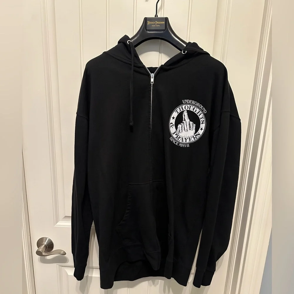 Black Novelty 2XL FULL Zip-Up Hoodie - Picture 1 of 6
